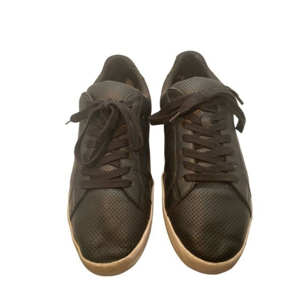 ZARAMAN black perforated leather shoes in black and size 44/11.5